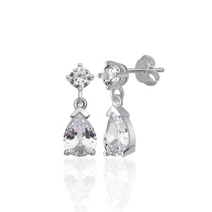 New arrival 925 Sterling <b>Silver</b> <b>Stud</b> Earrings with 4 mm White Zircon and 6*8 Drop White Stones <b>STUD</b> EARRINGS From Turkey - Product Image 1