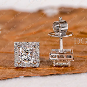 3.50 TCW princesse diamant boucles d'oreilles or Rose laboratoire cultivé mariage Halo vis dos anniversaire cadeau à la mode goutte pour les fêtes - Product Image 4