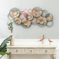 Décoration murale moderne en métal, design floral, acier inoxydable, artisanat circulaire abstrait, décoration d'intérieur pour salon, chambre à coucher