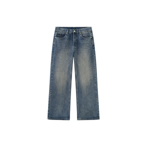 Jeans de Mezclilla para Hombre, Estilo Vintage, Corte Recto, con Parches Bordados y Detalles de Cristal, Corte Holgado, Estilo Hip Hop para Invierno - Product Image 1