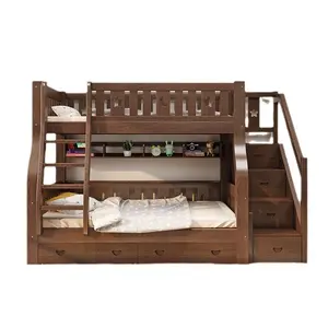 2023 suministro directo de fábrica madera de nogal dormitorio de jardín de infantes litera cama doble cama para niños cama de madera maciza