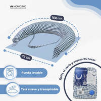 Aura Mobiclinic Coussin d'allaitement 3-en-1 Imprimé Vichy Sangles réglables Lavable en machine pour le soutien du ventre des femmes enceintes