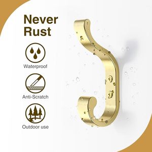 Large Aluminium Wall <b>Hook</b> Coats Purse Hat Cap and Bathroom <b>Towel</b> Hanging Rail with Wall Mount Screw in <b>Hooks</b> - Product Image 2