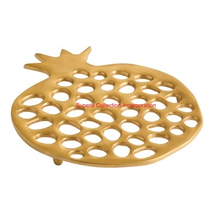 Modern Gold <b>Metal</b> Pomegranate Design <b>Trivet</b> Decorative Hot Pot Holder For Kitchen & Dining Table Premium Cast <b>Metal</b> Fruit Shaped - Product Image 1