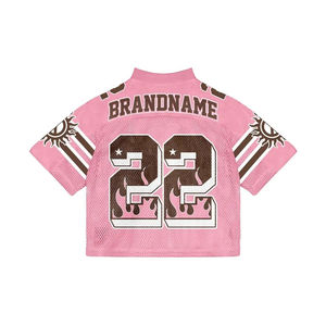 เสื้อเจอร์ซีย์ผ้าตาข่ายสไตล์สตรีทแวร์สไตล์วินเทจเสื้อฟุตบอลอเมริกันตัวสั้นโอเวอร์ไซส์ - Product Image 2