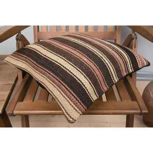 Acogedora almohada de lana Kilim rústica marrón de 18x18 pulgadas, ropa de cama de lujo con estampado Vintage elegante para decoración del hogar para Navidad - Product Image 4