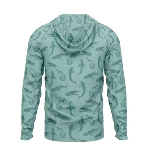 Sudadera con capucha de pesca de manga larga de poliéster personalizada al por mayor secado rápido UPF 50 + protección UV camisa de rendimiento con capucha para caza - Product Image 3