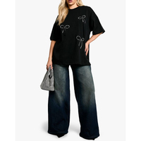 Nouvelle Collection 2025 – Ensemble T-shirt Décontracté Femme à Manches Courtes, Qualité Supérieure, Style Streetwear avec Appliques, en Jersey Teint Uni et Respirant