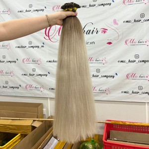 Para GRIS RUBIO VIETNÁMICO K U I V PUNTA PLANA KERATINA Remy COLORES DE CALIDAD PREMIUM TONOS ESLAVIC HUMAN Super Double Drawn - Product Image 6