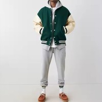 2023 veste de basket-ball universitaire à col côtelé rayé avec logo personnalisé bombardier Letterman en cuir avec patch brodé en chenille