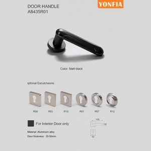 Poignée de porte <span class=keywords><strong>en</strong></span> aluminium YONFIA A8435R01 noir mat avec écusson mat, modèle capsule, <span class=keywords><strong>en</strong></span> <span class=keywords><strong>bambou</strong></span> de qualité supérieure, pour portes de salon - Product Image 2