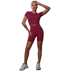 Kivotech Fabricación al por mayor Traje de fitness sin costuras Mujeres Gy Yoga Set de manga corta con estilo 2025 de alta calidad - Product Image 1