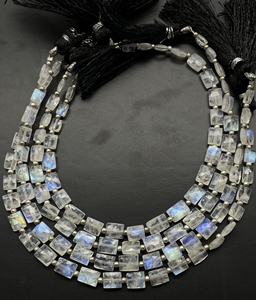 Haute qualité naturel blanc arc-en-ciel pierre de lune facettes Rectangle forme perles 4.5x6-6x7MM 24-25 perles brin fantaisie pierre - Product Image 4