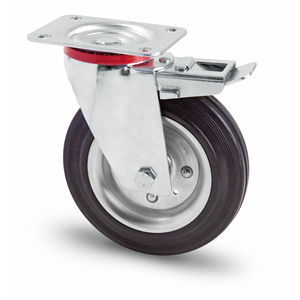 Ruota Girevole per Carrelli con Freno Anteriore Art.103 Piastra 100x85 mm - Product Image 1