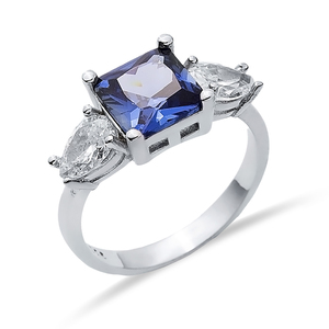 Square Cut Tanzanite Pear Cut <b>CZ</b> Stone Wholesale Turkish Handmade Cluster <b>Ring</b> 925 Sterling Silver Jewelry - Product Image 3