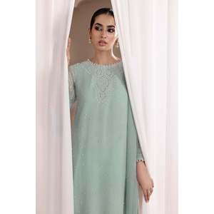 Conjunto de Traje de Mujer en Chifón Bordado con Manga Tres Cuartos, Cuello sin Solapa, Estilo Elegante, Tela Transpirable-PR-842 - Product Image 4