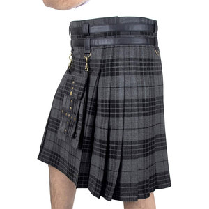 Kilts Híbridos Ajustables de 16 oz en Gris Tartan para Hombre con Bolsillo Frontal Desmontable 2026 - Product Image 4
