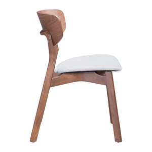 Chaise de salle à manger minimaliste en bois massif avec dos incurvé ergonomique et coussin en tissu doux pour la maison, le café et le restaurant - Product Image 3