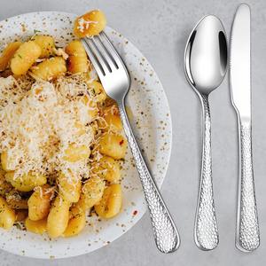 Luxury High Quality Hammered <b>Cutlery</b> <b>Set</b> <b>Gold</b> And Silver Flatware for Wedding Gift <b>Set</b> Gift For Her Mother - Product Image 1