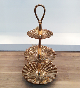 Vantage Fancy Modern Brass Shiny Polish Enamel 2 Tier <b>Cake</b> <b>Stand</b> Server with Decorative Stem <b>Cake</b> <b>Stand</b> Cheap Wholesale Price - Product Image 4