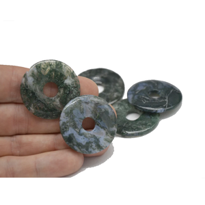 Mayorista musgo ágata Donut collar de alta calidad cristal natural Reiki piedras preciosas cuentas redondas de cuarzo ágata curación donas - Product Image 6