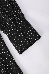 Plus Size Women's Chiffon Blouse with Polka Dot Print & Removable Bow Tie Collar | <b>Long</b> <b>Sleeve</b> Hidden Button Shirt - Product Image 5
