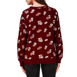 Sudadera cálida polar de poliéster 100% con logotipo personalizado para mujer, camiseta de manga larga con cuello redondo y hombros caídos - Product Image 5