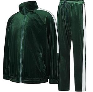 Venta al por mayor último diseño 2 piezas de terciopelo masculino de buena calidad chándales de invierno Jogging Running Sportswears Unisex trajes transpirables - Product Image 1