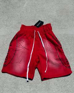 Pantalones cortos de algodón de peso pesado personalizados para hombre, con cordón largo hasta la rodilla, lavado con ácido, diamantes de imitación, Unisex, cintura doble, para hombre - Product Image 2