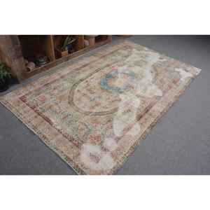 Tapis Turc Vintage 4'9 \ "X 8 'Beige Bleu Fait à la Main Style Boho Laine avec Latex Support Rectangulaire Patchwork Motif pour Chevet - Product Image 5