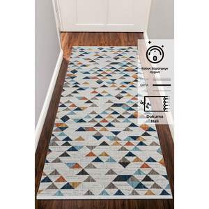 Alfombra de corredor de poliéster tejida a mano Konfor 8603 Diseño colorido e inspirado en Cachemira Durable y elegante - Product Image 5