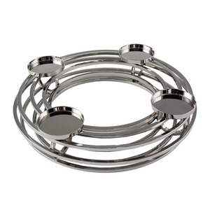 Candelabro de Diseño Abstracto Moderno de Metal con Copa de Vidrio, Centro de Mesa Plateado de Lujo para Decoración del Hogar y Hoteles - Product Image 3