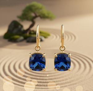 925 <b>Sterling</b> <b>Silver</b> Blue Hydro 10mm Cushion Earrings 18K Gold Plated Handmade Fashion Jewelry for Women Gemstone Jewellery - Product Image 5