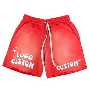 Pantalones cortos de lavado ácido transpirables con cordón para hombre adulto pantalones cortos de lavado ácido transpirables atléticos de verano con estampado de soplo OEM personalizado - Product Image 5