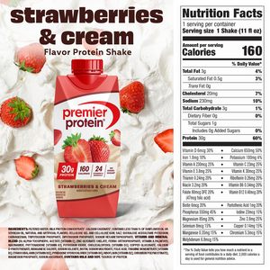 Shake protéiné Premier Protein, fraises et crème, 30 g de protéines, 24 vitamines et minéraux pour soutenir la santé immunitaire, 11 fl oz, lot de 12 - Product Image 2