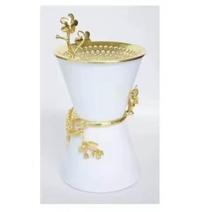 High Quality Silver Incense Holder With Gold Leaf Detail Ideal <b>For</b> Aromatic Sticks And Fresh Room Atmosphere From India - Product Image 5