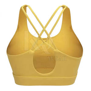 Soutien-gorge de sport rembourré pour femme, idéal pour la gym, la course, le yoga, le fitness, avec maille respirante et bretelles réglables, fermeture avant, écologique - Product Image 2