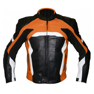 Veste de motard coupe ajustée en cuir pour hommes personnalisée coupe-vent OEM vente en gros vestes de moto avec des techniques imprimées - Product Image 2