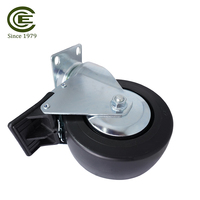 Roulettes robustes en acier et caoutchouc thermoplastique de 5x2 pouces avec frein, capacité de charge de 100-150 kg pour chariot d'atelier, armoire, chariot à roulettes