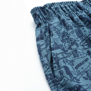 กางเกงขาสั้นสีน้ำเงินพิมพ์ลายสไตล์ไฮสตรีทสำหรับผู้ชาย ผ้าโพลีเอสเตอร์ 100% เอวยางยืด สวมใส่สบายๆ ในฤดูร้อน สตรีทแวร์ ระบายอากาศได้ดี แห้งเร็ว - Product Image 5