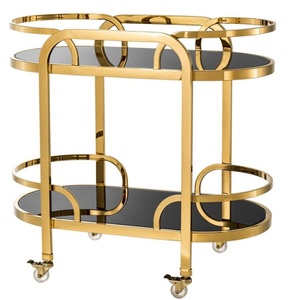 Superior Quality Interior Design Luxury Furniture Metal With Glass <b>Bedside</b> Trolley <b>Table</b> <b>Black</b> Finishing <b>Table</b> Trolley - Product Image 5
