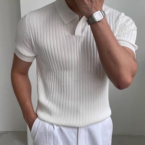 Men's Solid Color Polo Shirt Half Sleeve Turn <b>Down</b> Collar Lightweight Breathable Summer Casual Wear Wholesale T-Shirt - Product Image 4