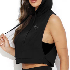 Nouveau design, meilleure arrivée, débardeur à capuche pour femme, séchage rapide, respirant, taille standard, prix bas, tissu confortable, logo sur le devant - Product Image 4