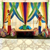 Décoration de scène moderne et simple en bois pour soirée Mehndi, intérieur/extérieur