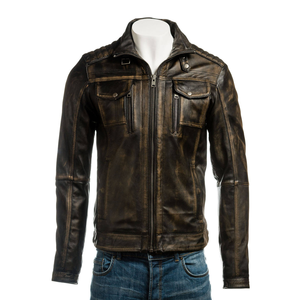 <b>Men</b> Leather <b>Jacket</b> Slim Fit Fashion Motorcycle Style Premium Genuine Leather Outerwear <b>Zip</b> Up OEM ODM Custom Manufacturer - Product Image 1