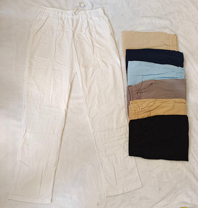 Pantalon en toile de coton en lin décontracté pour homme avec braguette à boutons personnalisée pantalon de poids moyen à fond droit - Product Image 6