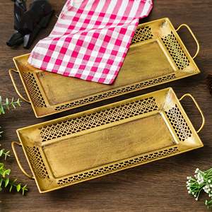 Plateau de service moderne en aluminium plaqué or pour la maison, l'hôtel, le Ramadan et les mariages, décoratif sur le thème des fruits, pour la cuisine - Product Image 2