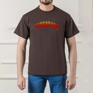 เสื้อยืดแขนสั้นสีทึบทรงหลวมสำหรับผู้ชายผ้าฝ้าย100% พิมพ์โลโก้ได้ตามต้องการ - Product Image 1