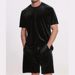 Premium Quality Buttons Down <b>Mens</b> Velour Velvet T-<b>Shirt</b> & Short Sets Jogging Running Outdoor <b>Beach</b> Wears Streetwear Twin Sets - Product Image 5
