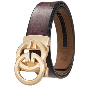 Cinturón Casual de Cuero Genuino de Vaca para Hombre, Hebilla Automática de Aleación, Impermeable, Transpirable, con Diseño de Diamantes de Imitación en 3D - Product Image 4